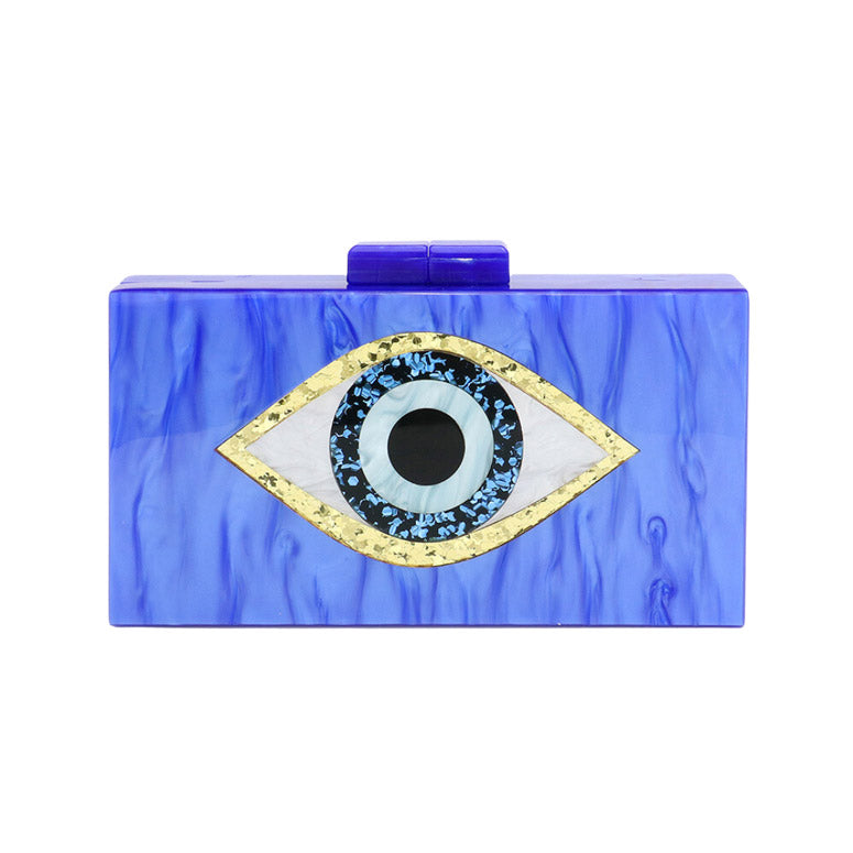 Glittered Evil Eye Celluloid Acetate Clutch Crossbody Bag