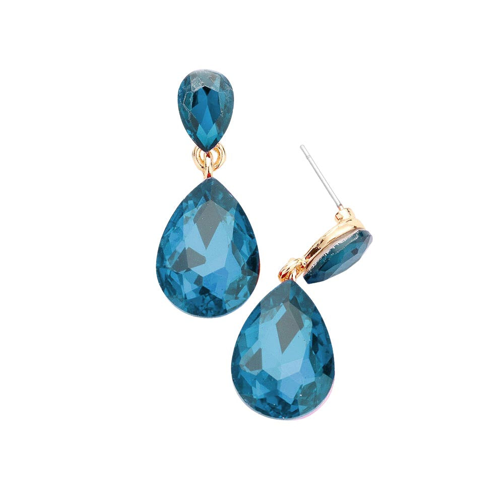 Women's Glass Crystal Teardrop Dangle Earrings