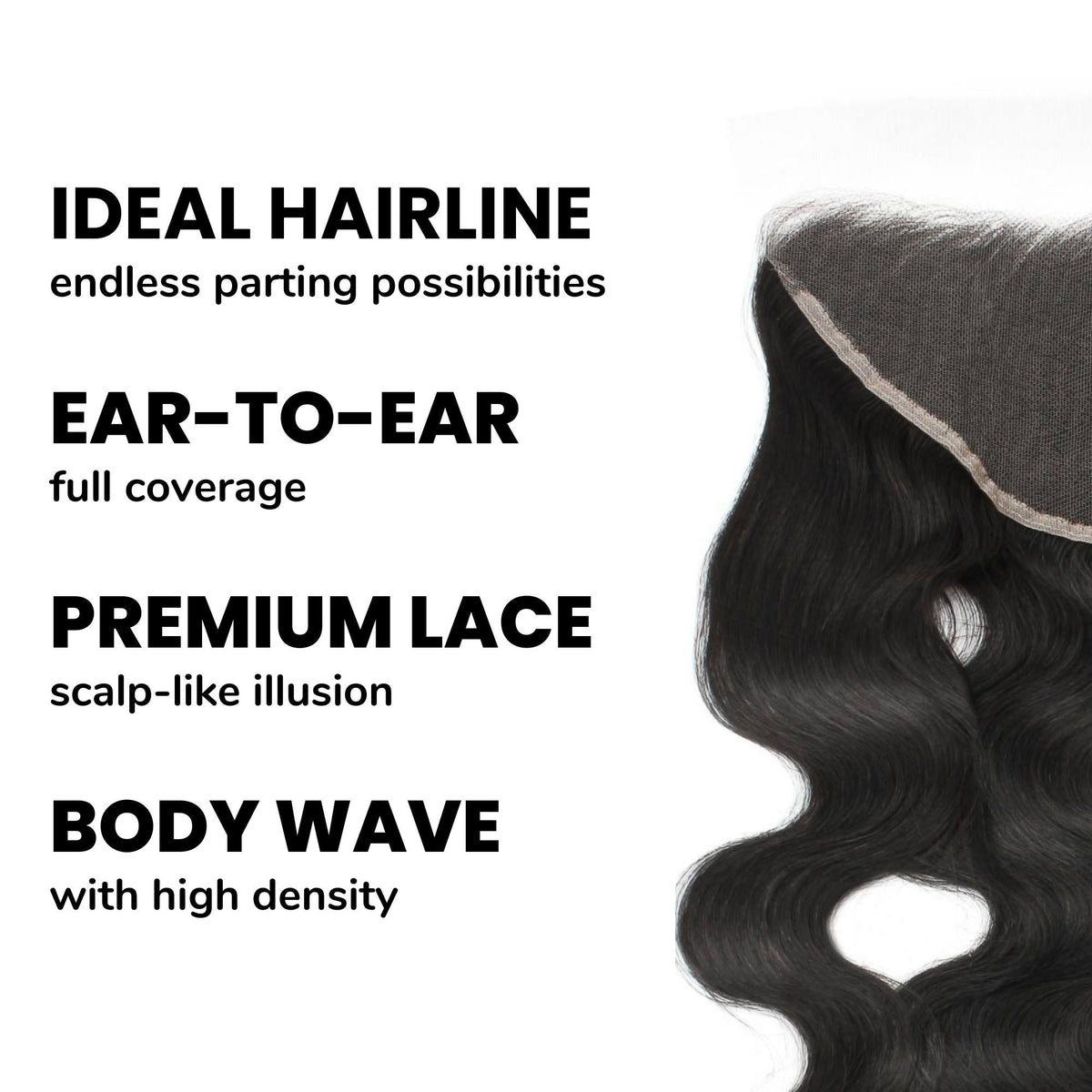 Frontal de encaje HD 13x6 de cabello humano con ondas corporales