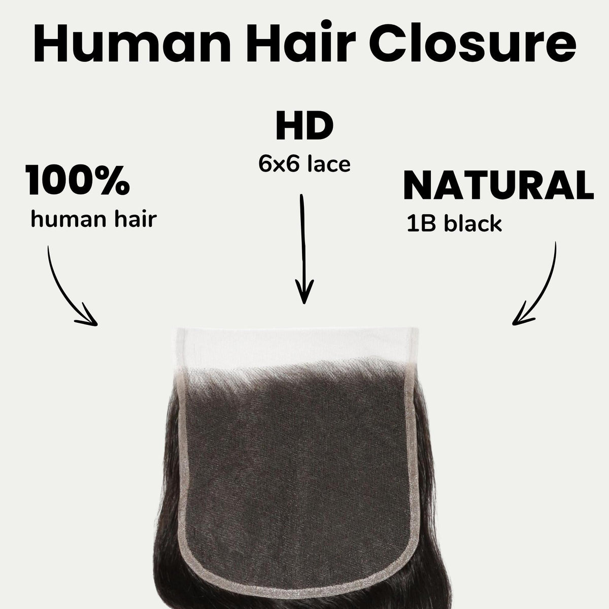 Cierre de Cabello Humano de Encaje HD 6x6 con Onda Corporal