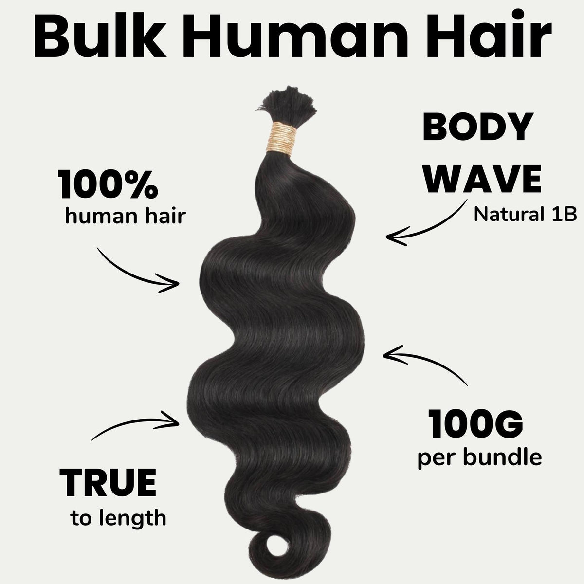 Ondas Corporales Cabello para Trenzar 100% Humano a Granel
