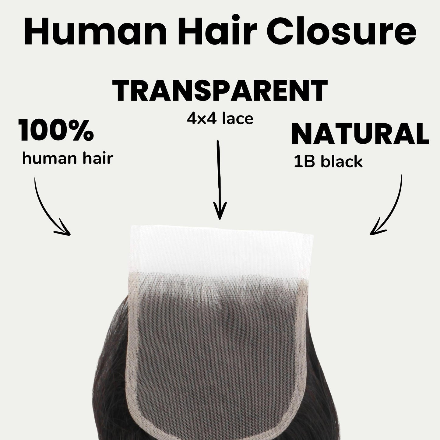 Cierre de cabello humano con encaje transparente 4x4 de onda corporal brasileña