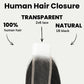 Cierre de cabello humano de encaje transparente 2x6 liso sedoso brasileño