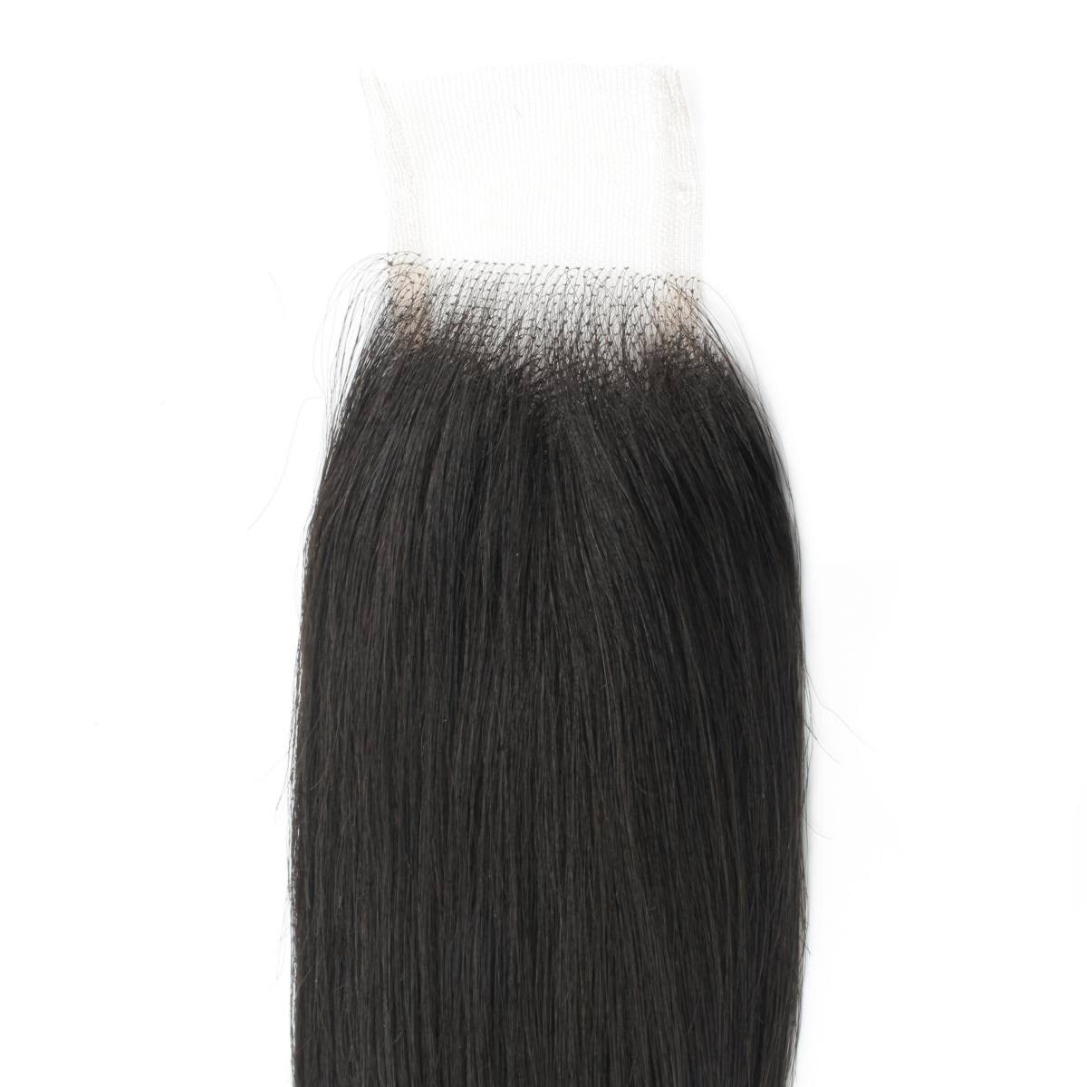 Cierre de cabello humano de encaje transparente 2x6 liso sedoso brasileño