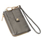 Faux Leather Basket Weave Flat Card Holder Wallet with Wristlet