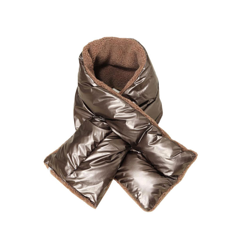 Reversible Puffer Sherpa Pull Through Scarf