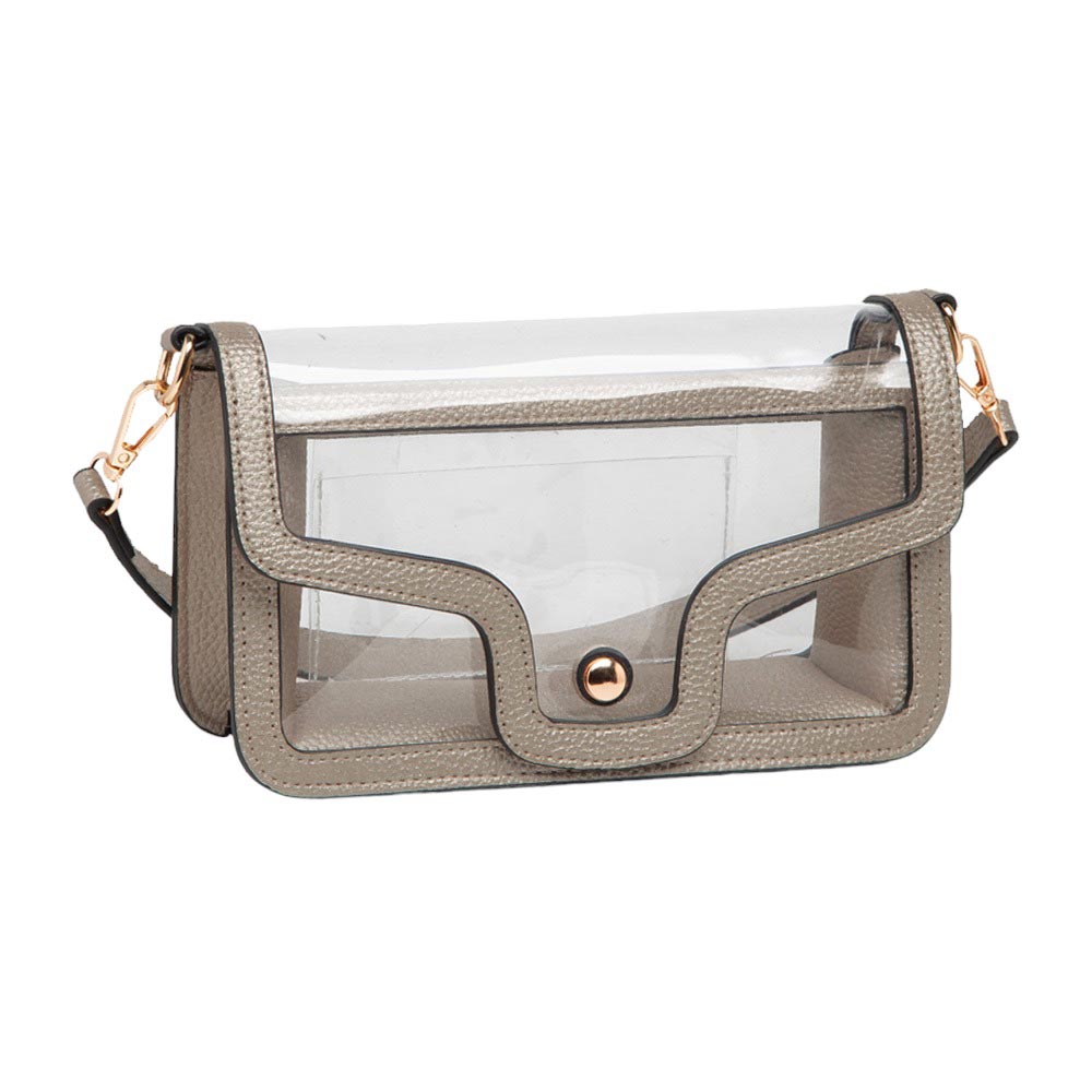 Solid Faux Leather Transparent Rectangle Shoulder Bag
