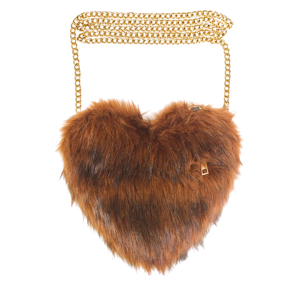 Faux Fur Heart Crossbody Bag