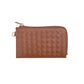 Faux Leather Basket Weave Flat Card Holder Wallet with Wristlet