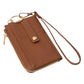 Faux Leather Basket Weave Flat Card Holder Wallet with Wristlet