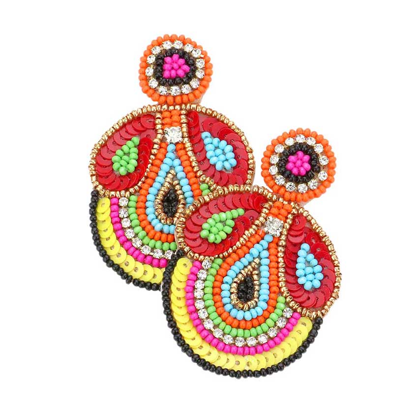Felt Back Beaded Dangle Earrings