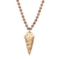 Hammered Metal Arrow Pendant Faceted Beads Long Necklace