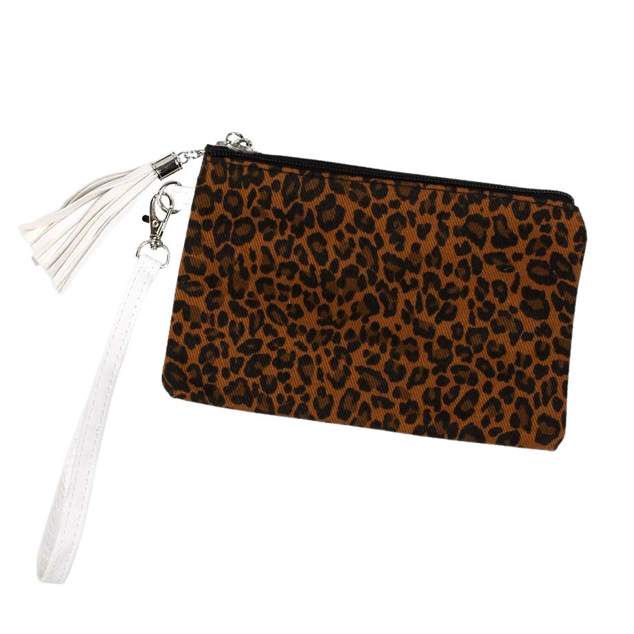 Leopard Patterned Wristlet Pouch Bag