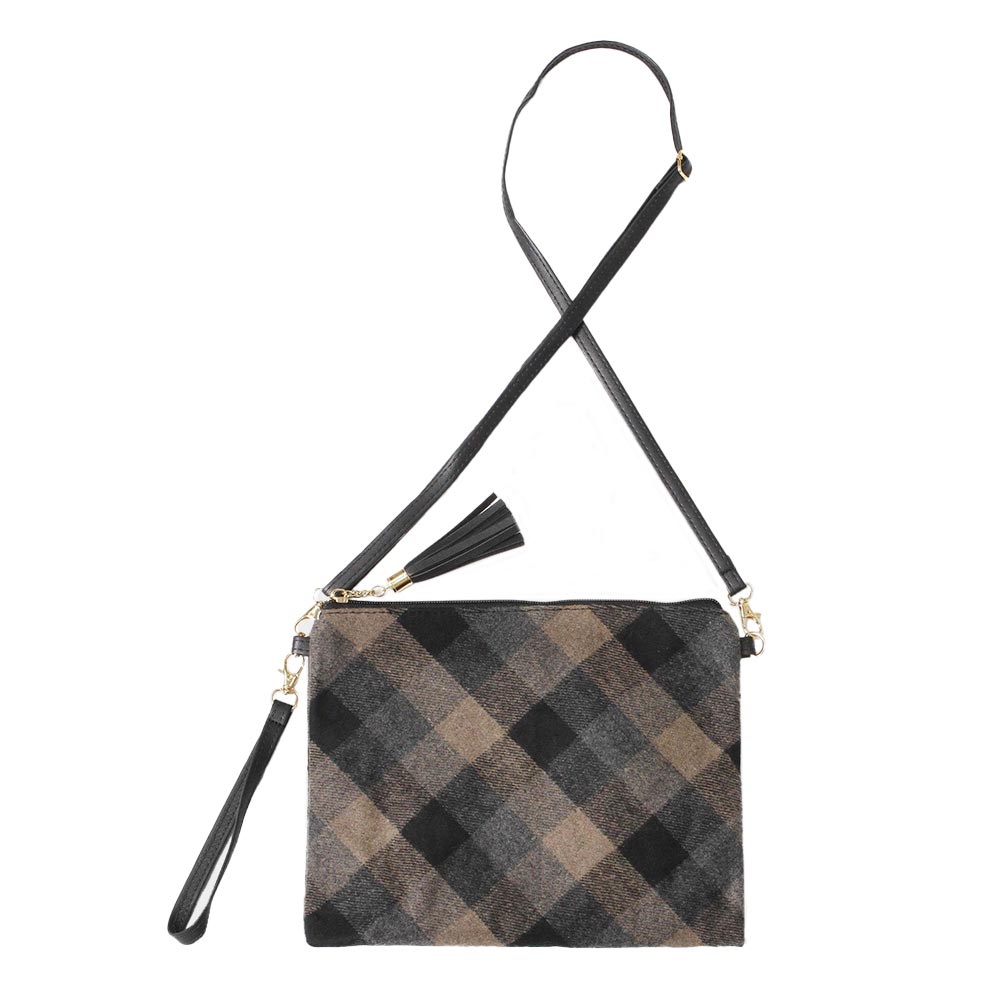 Bolso cruzado de mano con estampado de cuadros escoceses