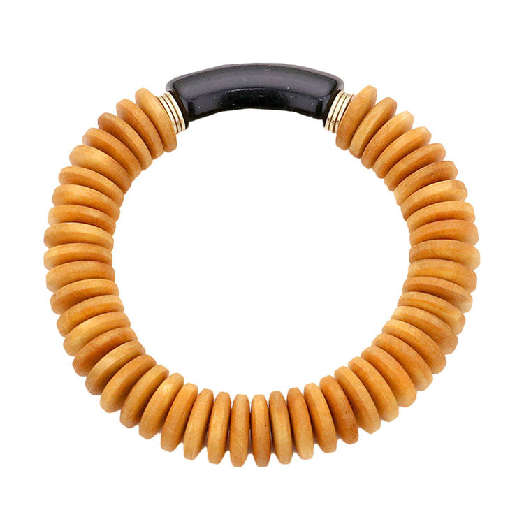 Resin Accented Wood Stretch Bracelet