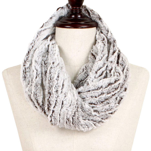 Two Tone Fuzzy Fur Infinity Scarf