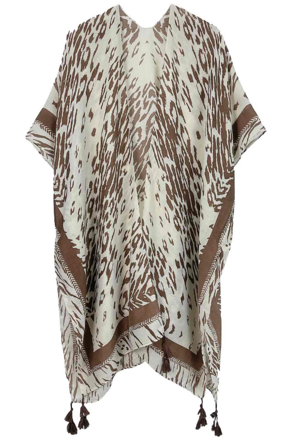 Animal Print Tassel Kimono
