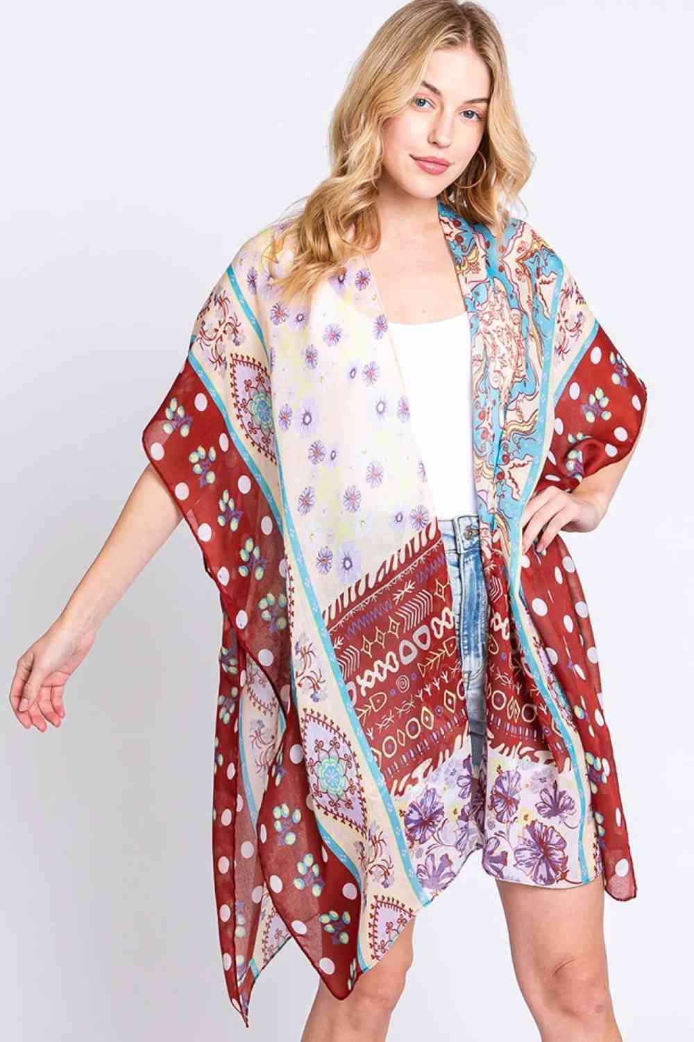 Boho Flower Print Kimono