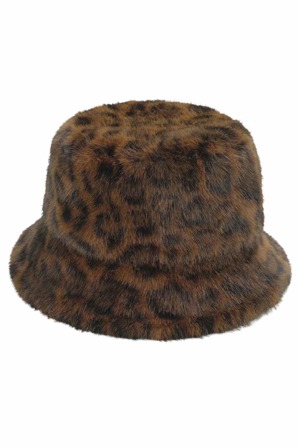 C.C Leopard Pattern Fur Winter Bucket Hat