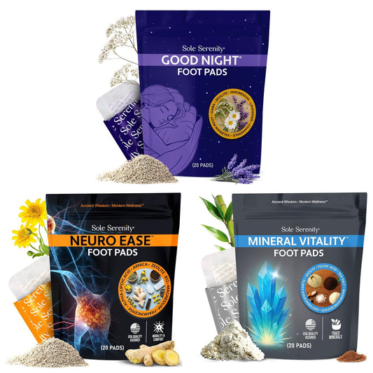 Paquete de Neuro Ease + Buen Sueño Nocturno + Parches para Pies Vital Minerals