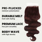 Cierre de cabello humano 5x5 HD Lace con ondas corporales color borgoña