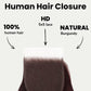 Cierre de cabello humano 5x5 HD Lace con ondas corporales color borgoña