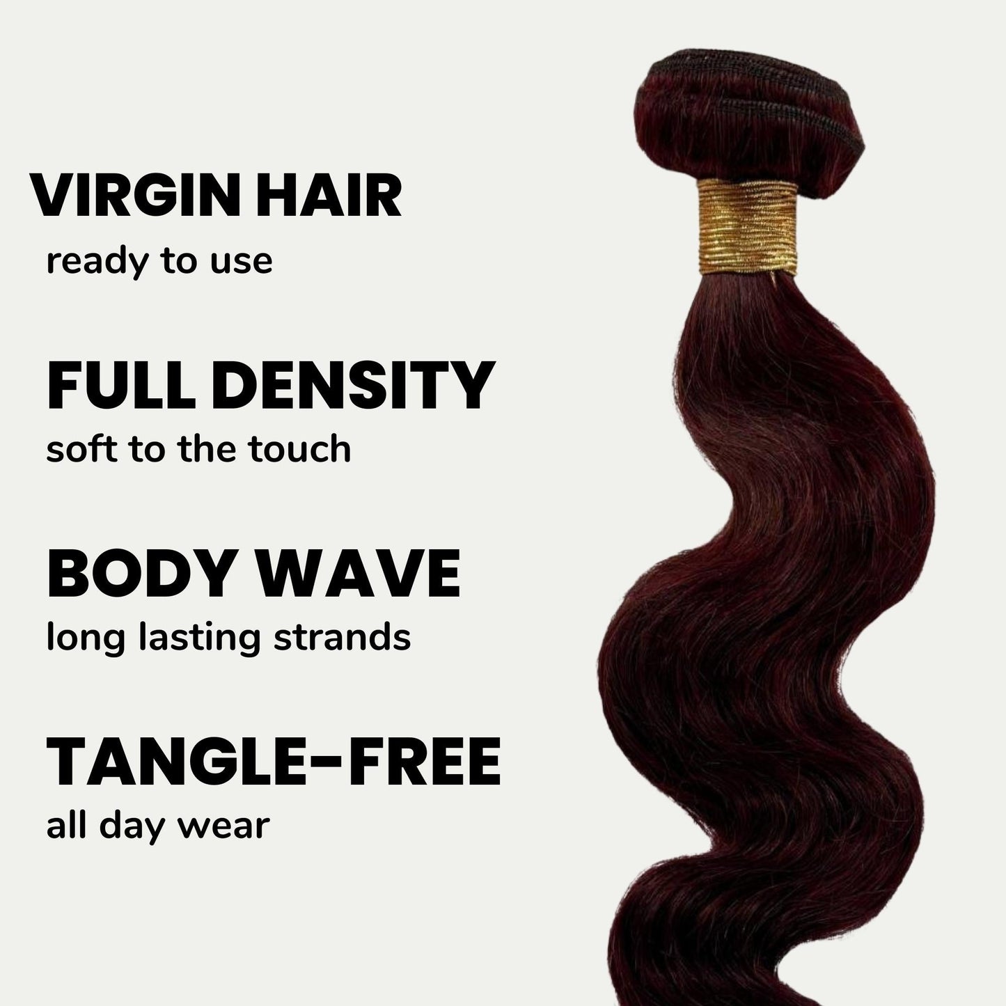 Paquetes de pelo 100% humano color borgoña Body Wave