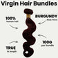 Paquetes de pelo 100% humano color borgoña Body Wave