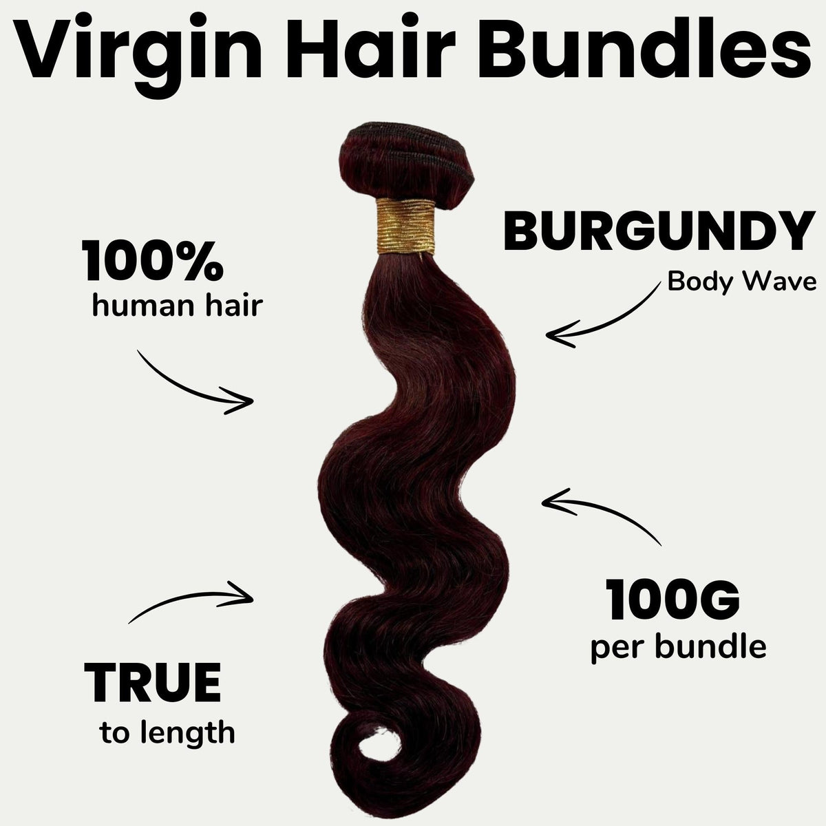 Paquetes de pelo 100% humano color borgoña Body Wave