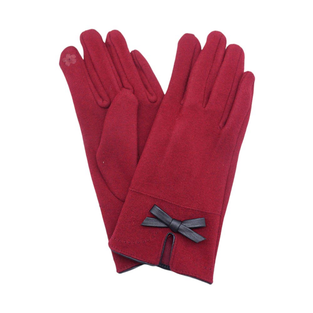 Bow Pointed Faux Suede Smart Touch Gloves