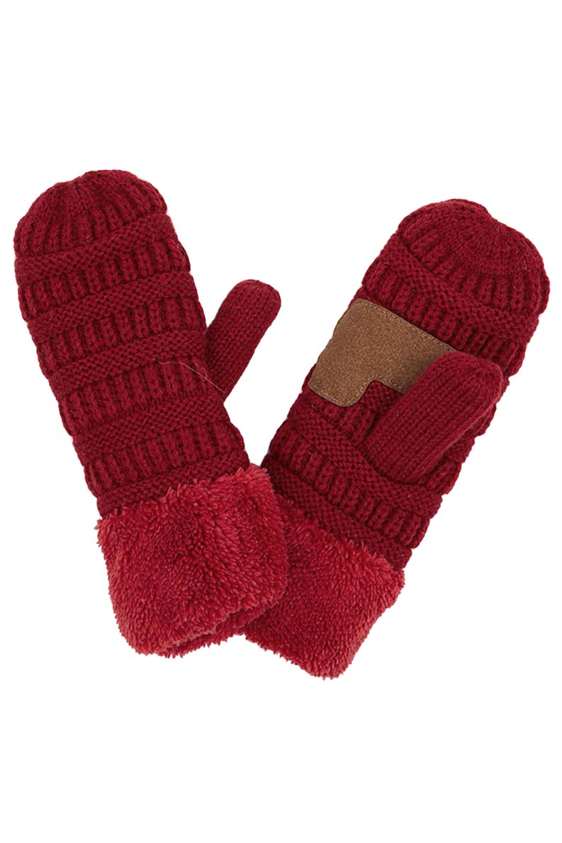 C.C Solid Color Knitted Mitten Gloves