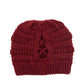 C.C CRISS CROSS PONYTAIL KNIT BEANIE