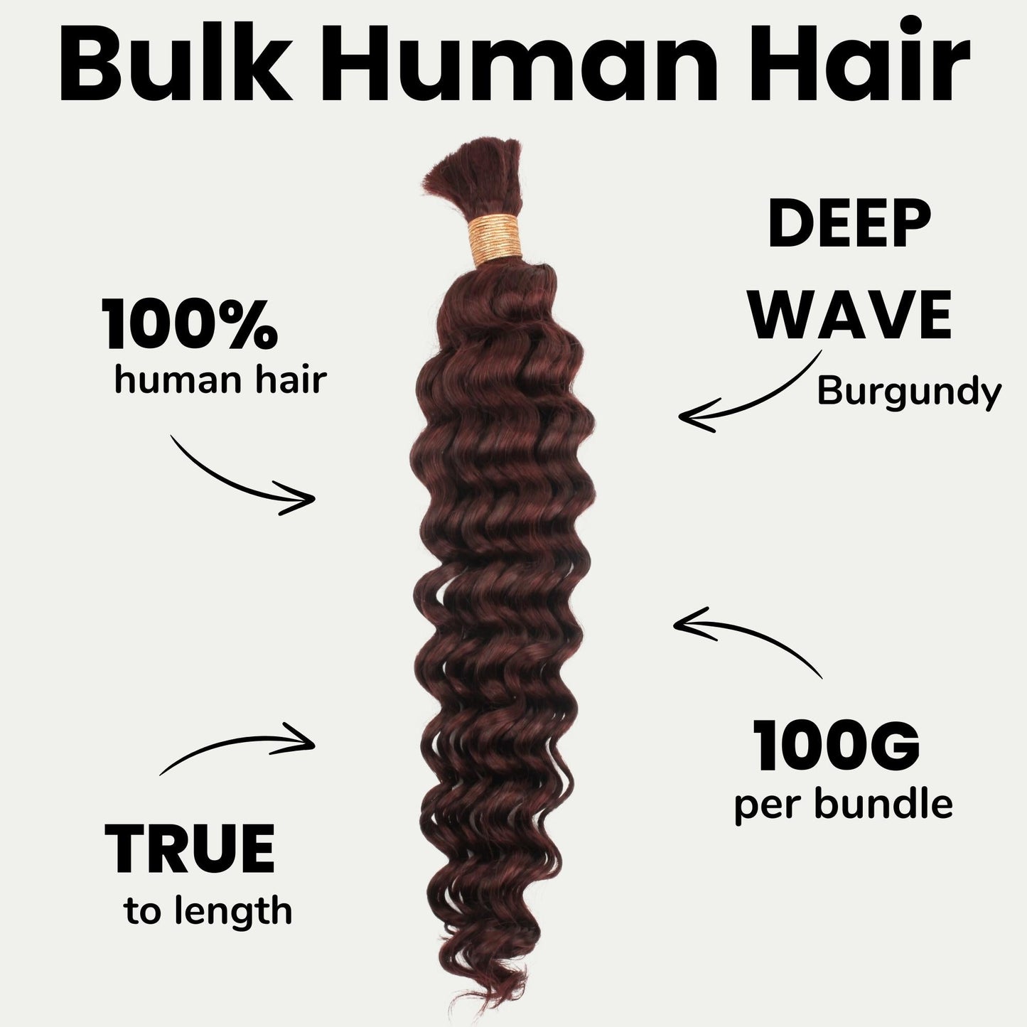 Cabello para trenzar humano 100% a granel de ondas profundas color borgoña 99J