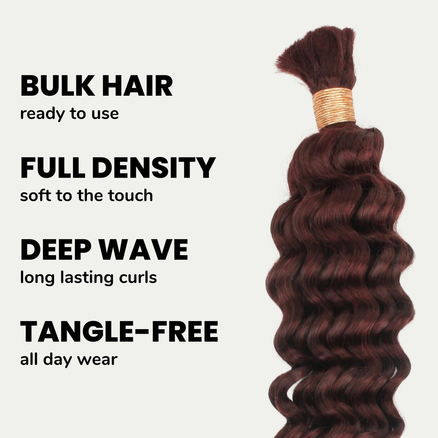 Cabello para trenzar humano 100% a granel de ondas profundas color borgoña 99J