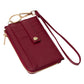 Faux Leather Basket Weave Flat Card Holder Wallet with Wristlet