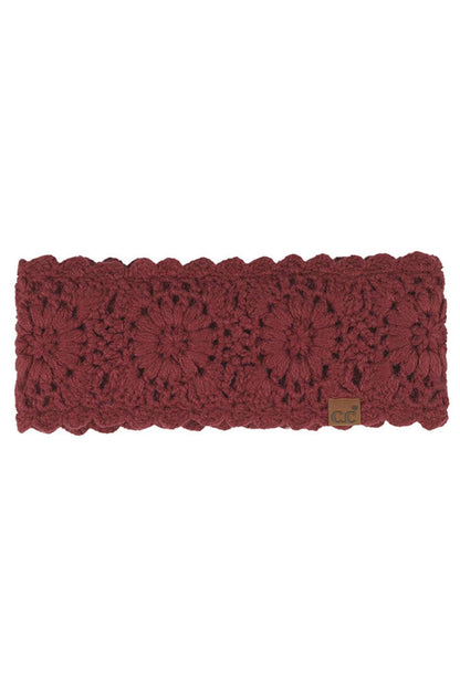 C.C Flower Pattern Crocheted Solid Headwrap