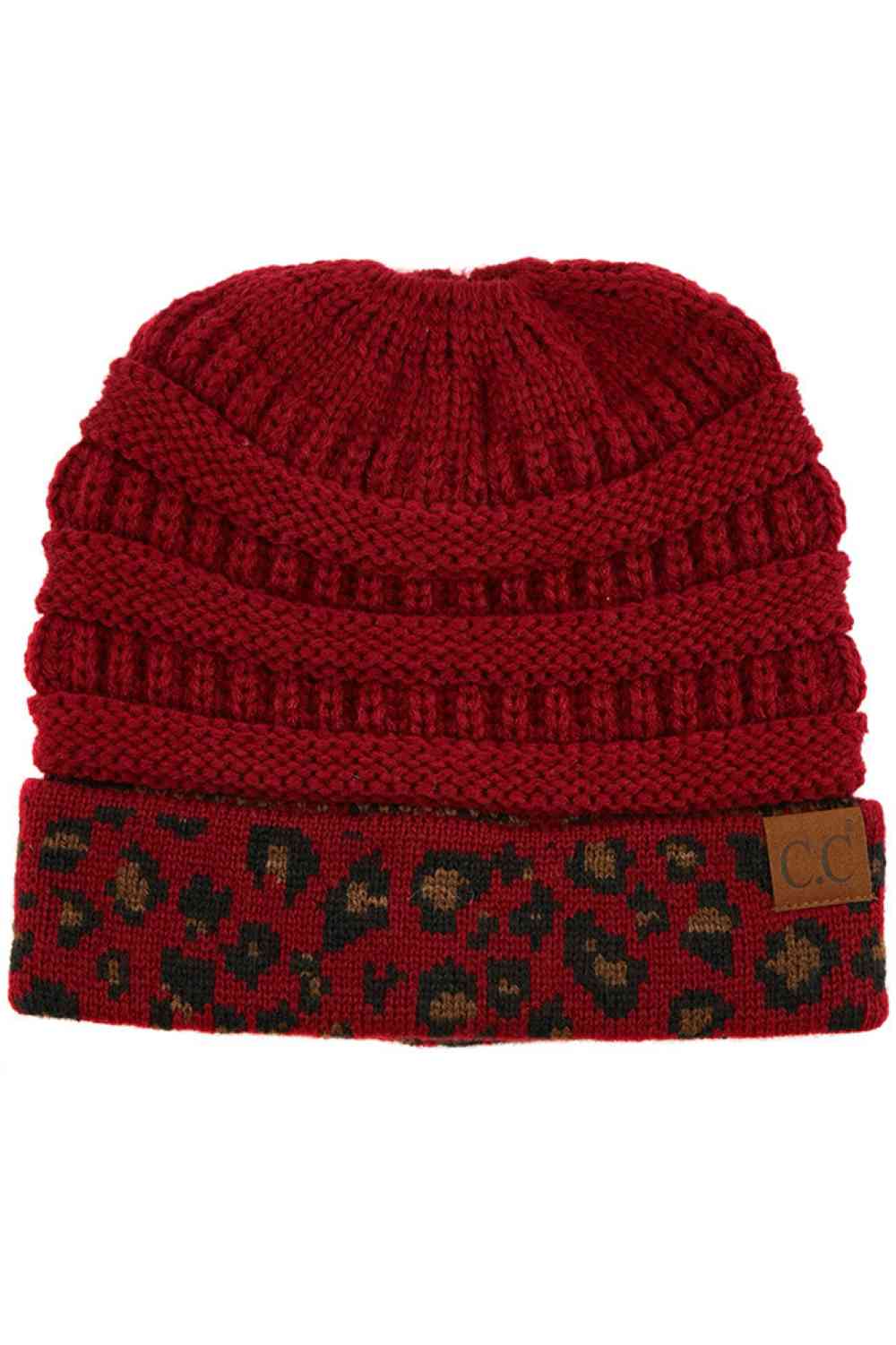 C.C Leopard Cuff Ribbed Beanie