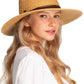 C.C Women's Faux Leather String Paper Straw Panama Hat Sun