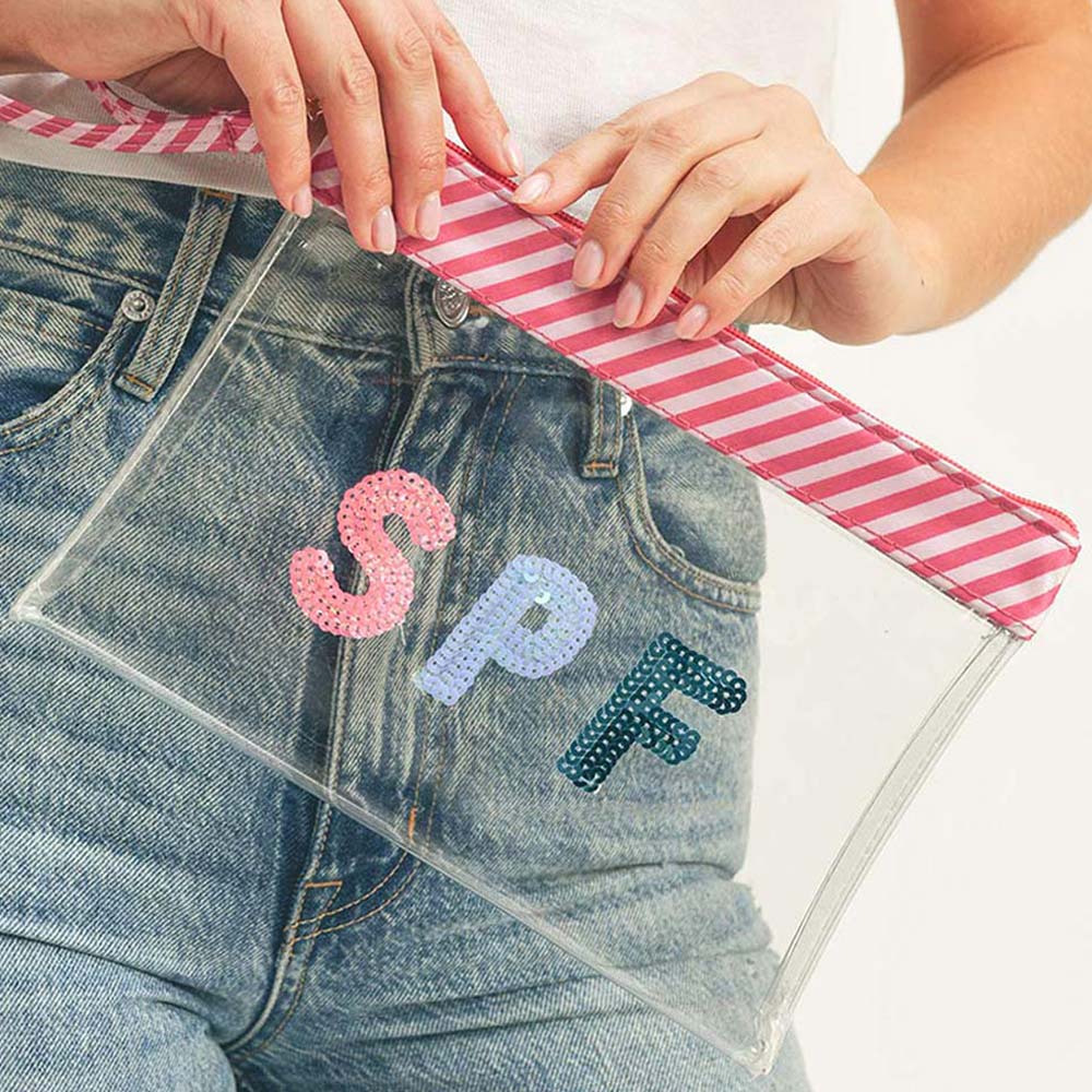 SPF Sequin Message Wristlet Transparent Clutch Bag