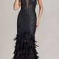 Nox Anabel C1111 Glitter Feather Skirt Mermaid Gown