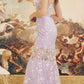 Vestido largo ajustado sin mangas con apliques florales Nox Anabel C1195