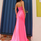 Nox Anabel C1346 Vestido largo de satén sin tirantes con apliques florales y ballenas