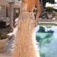 Nox Anabel C1413 Long Sequin Embroidered Applique Fitted Feather Gown