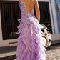 Nox Anabel C1413 Long Sequin Embroidered Applique Fitted Feather Gown