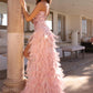 Nox Anabel C1413 Long Sequin Embroidered Applique Fitted Feather Gown