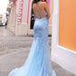 Vestido largo de sirena con escote en V, espalda descubierta y lentejuelas bordadas C1416 Anabel de Nox