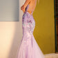 Vestido largo de sirena con escote en V, espalda descubierta y lentejuelas bordadas C1416 Anabel de Nox