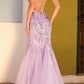 Vestido largo de sirena con escote en V, espalda descubierta y lentejuelas bordadas C1416 Anabel de Nox