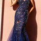 Vestido largo de sirena con escote en V, espalda descubierta y lentejuelas bordadas C1416 Anabel de Nox
