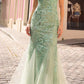 Vestido largo de sirena con escote en V, espalda descubierta y lentejuelas bordadas C1416 Anabel de Nox